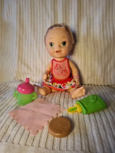 Boneca baby alive meu lanchinho - sopa de ervilha - funcionando