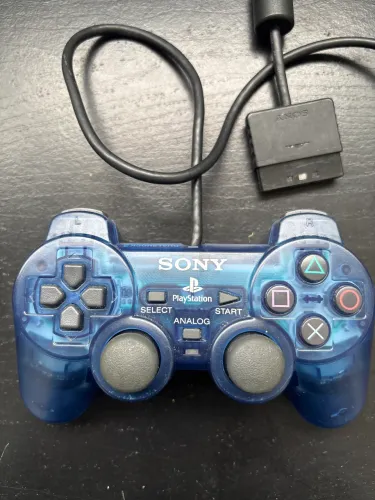 Controle de PlayStation 2 Azul transparente ORIGINAL