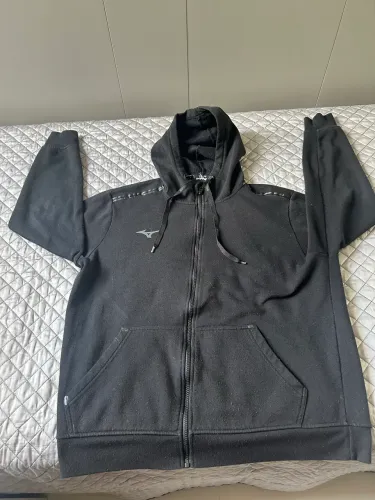 CASACO MOLETOM MIZUNO PRETO COM CAPUZ