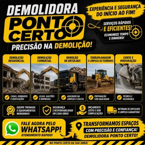 DEMOLIDORA PONTO CERTO - Precisão na demolição