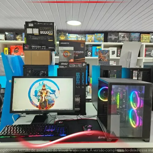 Computador Gamer Ryzen 5 4600G 16GB DDR4 SSD 480GB Kit Completo RGB Monitor Full HD