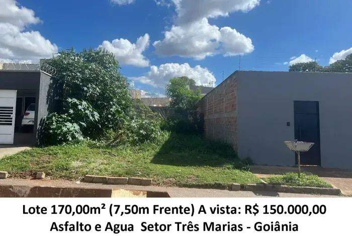 Leia a descrição: Lote 170,00m² (Asfalto e Agua) Setor Tres Marias