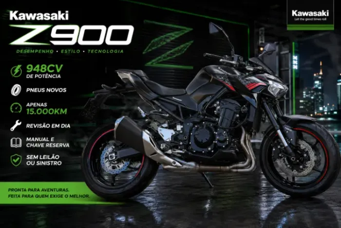 Kawazaki Z 900 ano 2021 Baixissima Quilometragem - Confira