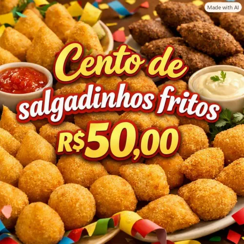 Cento de salgadinhos fritos