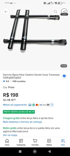 Gancho águia para cadeira gamer simulador