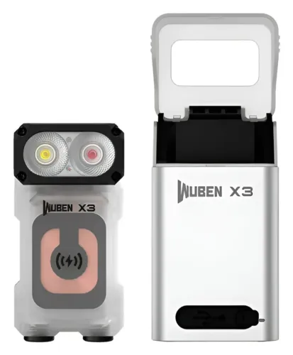 Lanterna Wuben X3 Pró Cabeça Giratória 180° Box Recarregável Branco Transparente