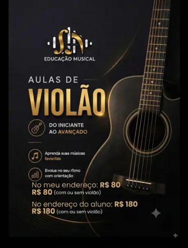 Aulas de violão pagamento por mês