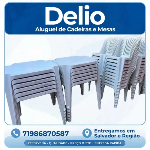 Aluguel de mesas e cadeiras.