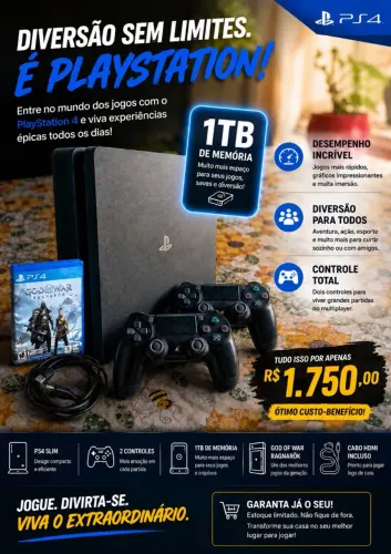 Playstation 4 slim 1TB (vendo, mas também troco por PC).