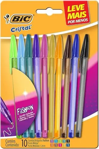 Canetas Coloridas Bic com 10 unidades