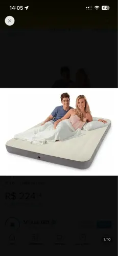 Colchao Inflável Casal Dura Beam Fiber Tech Queen Intex Cor Cinza