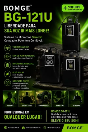Microfone sem fio profissional.