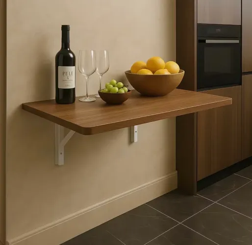 Mesa Dobrável Retrátil de Parede Suspensa Borda Redonda 100Cm Para Sala