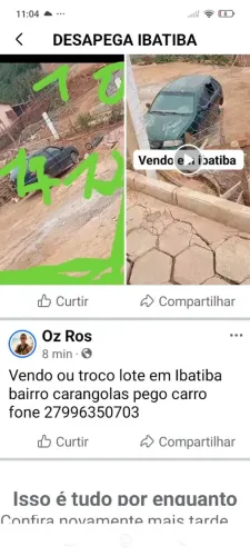 Vendo Lote em ibatiba pego carro