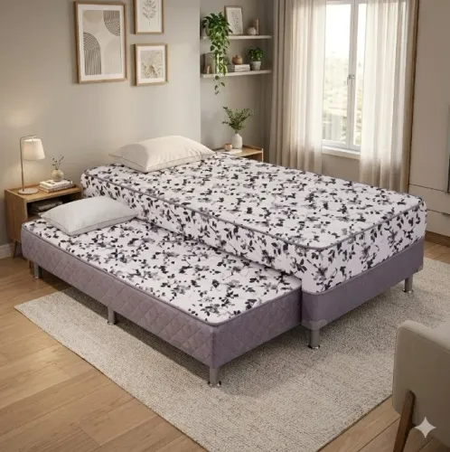 Cama Box Solteiro com Auxiliar Gardênia - BONAFLEX