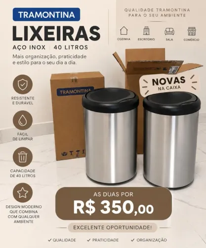 Lixeiras Tramontina 40 litros.