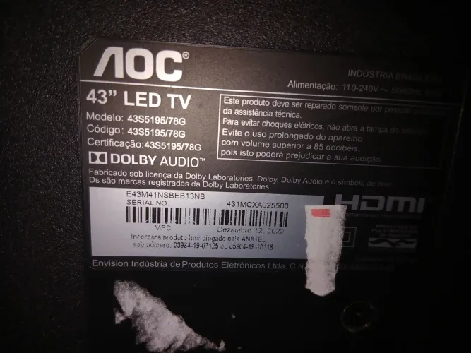 Vendo tv aoc 43 polegada