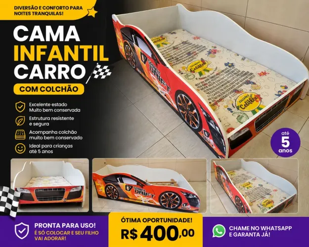 Cama temática de carro para crianças