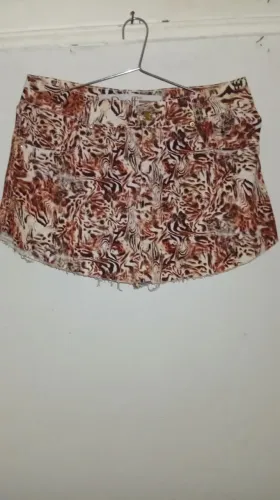 Short Jeans Estampa Animal Print Droff Tam 38