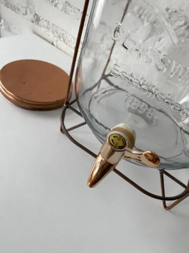 Rf037 Suqueira Kombucha Rústica Sofisticada 8L com Base Metálica e Torneira