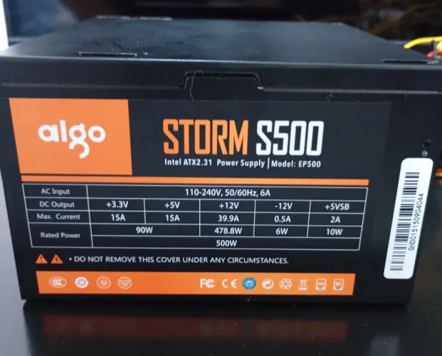 Vendo Fonte Aigo Storm s500w semi nova com apenas 1 ano de uso