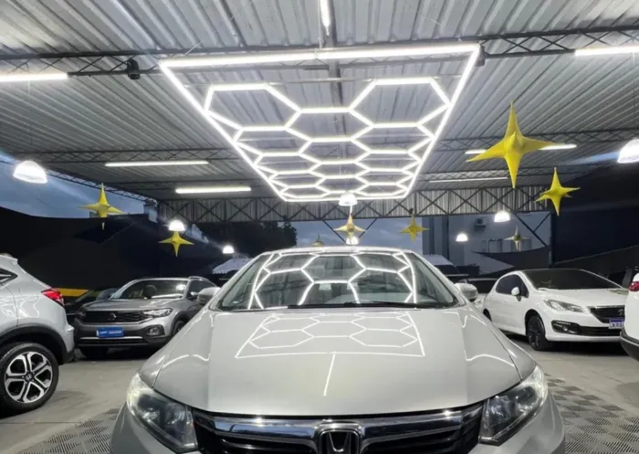 Luminária Garagem Led Colmeia 14 Células Pendente Hexagonal 110v-220v Branco