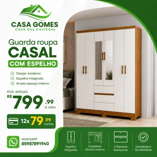 GUARDA ROUPA CASAL 6PTS 1GV 1SP