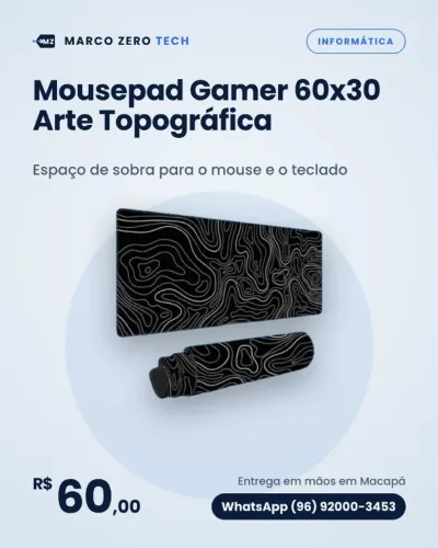 Mousepad Gamer 60x30 Arte Topográfica