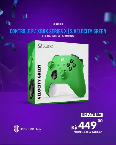CONTROLE P/ XBOX SERIES S | X VELOCITY GREEN