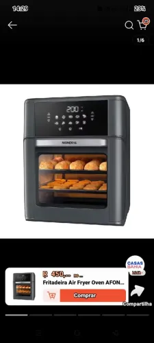 Fritadeira Air Fryer Oven AFON-12L-FG 12L Digital 2000W Mondial