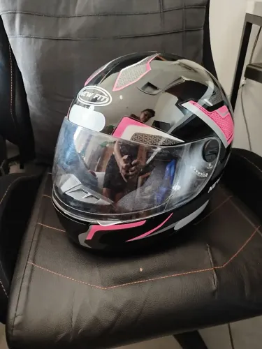 Capacete Moto Fechado Ebf New Fit Shift Preto/Rosa