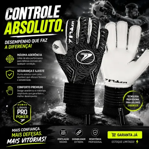 Luva de Goleiro Profissional Poker Nº 9 ( Zerada Na Embalagem )
