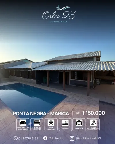 PONTA NEGRA, ORLA 23 IMOBILIÁRIA VENDE! EXCELENTE CASA COM PISCINA
