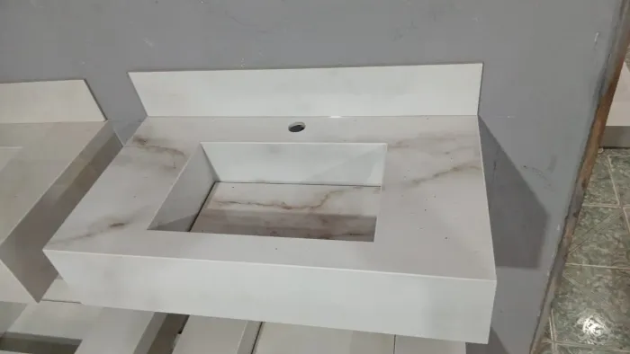Pia esculpida em porcelanato