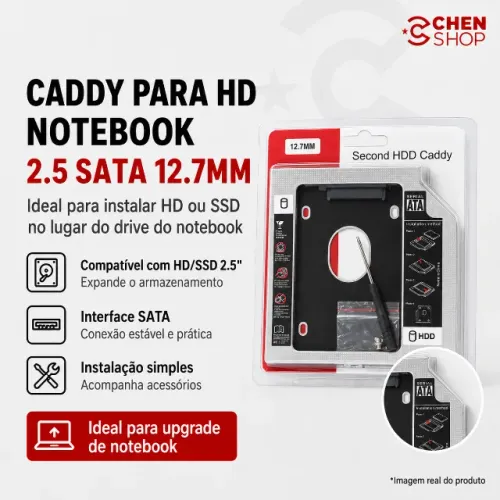 Caddy para HD SSD Notebook 2.5 SATA 12.7mm
