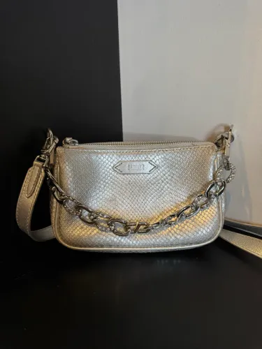 bolsa schutz couro legítimo prata