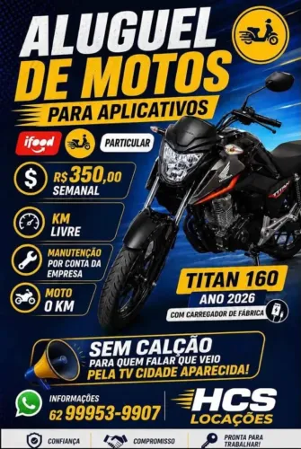 Moto Honda Titan 2026 - R$ 350/semana | Sem Caução | Km Livre