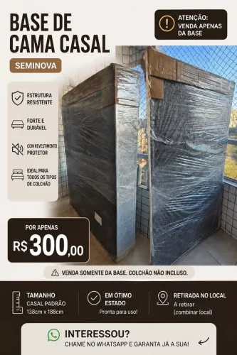 ?IMPERDÍVEL!!! BASE DE CAMA DE CASAL SEMINOVA. R$ 300,00