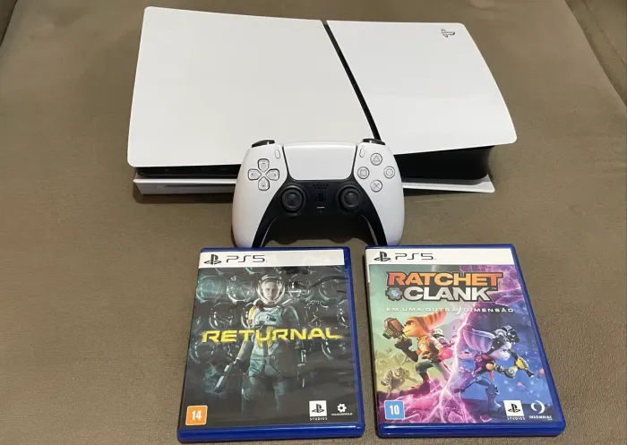 Playstation 5 Midia Fisica Slim Branco 1tb Returnal E Ratchet E Clank