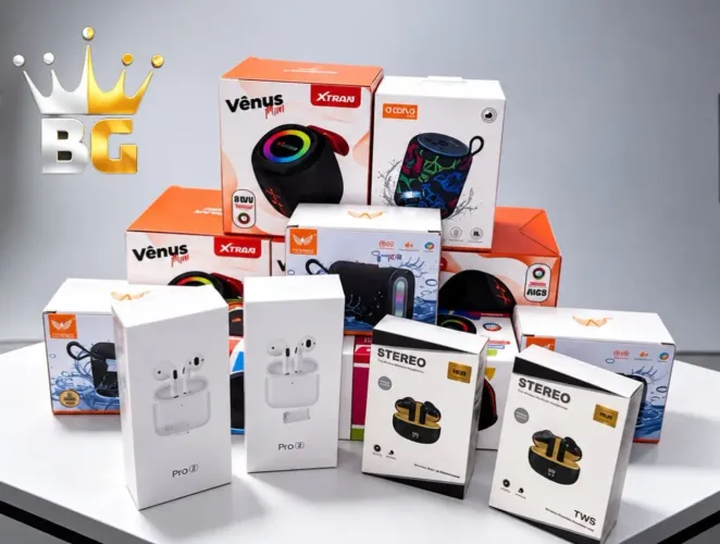 Caixinhas de som a prova d?água e fones !