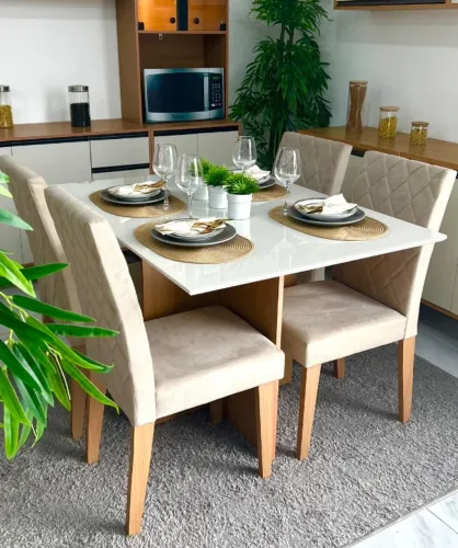 Conjunto Sala de Jantar com 4 cadeiras com Vidro 120x90