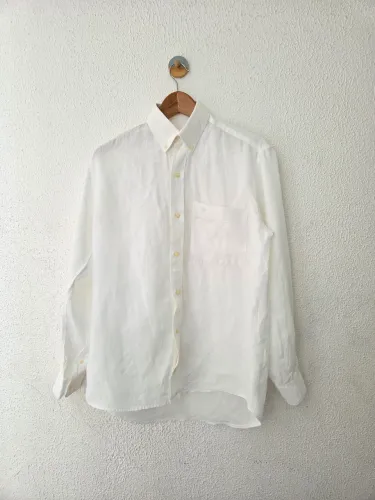 camisa vintage brasperola puro linho branca 40