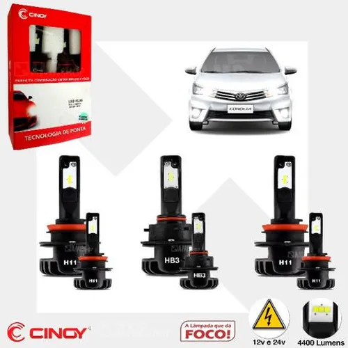 Kit Led Cinoy H11 + Hb3 + H11 Toyota Corolla 09 A 18
