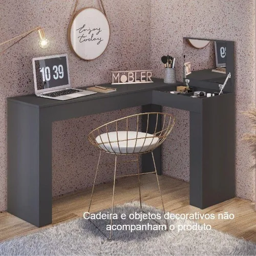Escrivaninha Penteadeira Jade Preto Fosco Frete Grátis - Até 12x S/ Juros