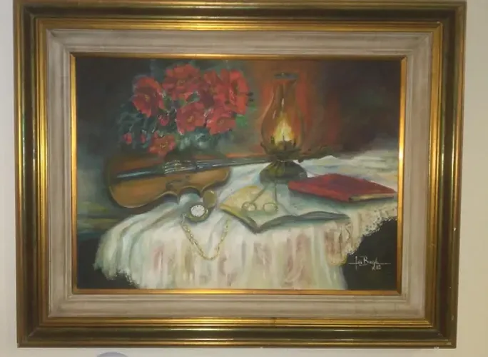 Obra-prima de quadro a óleo 1m x 0,80m