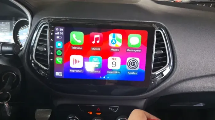 Multimídia Jeep Compass 9 polegadas Carplay sem fio Android auto 