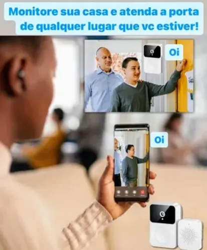 Campainha interfone sem fio wi-fi com câmera 