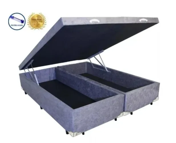 Cama Box Baú Blindado King Bipartido AColchoes 41x193x203
