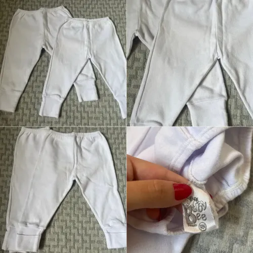 Kit 2 Calças Bebê RN ? Algodão ? Brancas ? Ótimo Estado