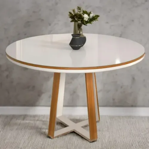 Novidade em estoque!! Mesa Redonda Atlanta 120 Cinamono/Off White